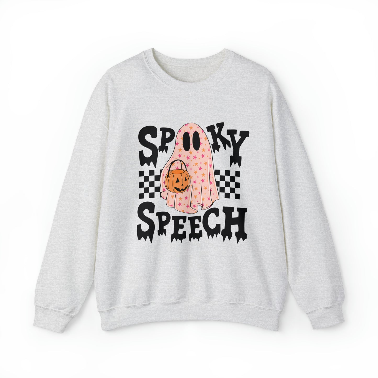 Spooky Speech Checkerboard Crewneck Sweatshirt