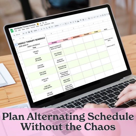 School-Based A/B Weekly Therapy Schedule – Google Sheet