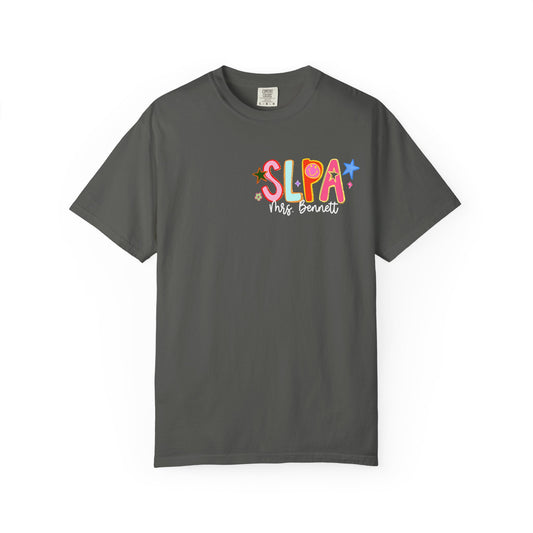 Personalized Cool SLPA Club Comfort Colors T-Shirt | Left Chest and Back Print