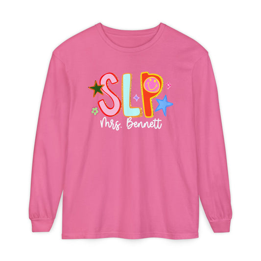 Personalized Cool SLP Club Long Sleeve Comfort Colors T-Shirt | Front and Back Print