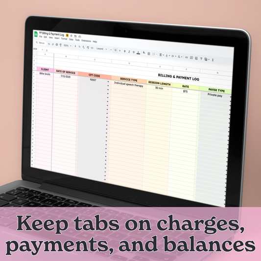 Private Practice Billing & Payment Log – Google Sheet