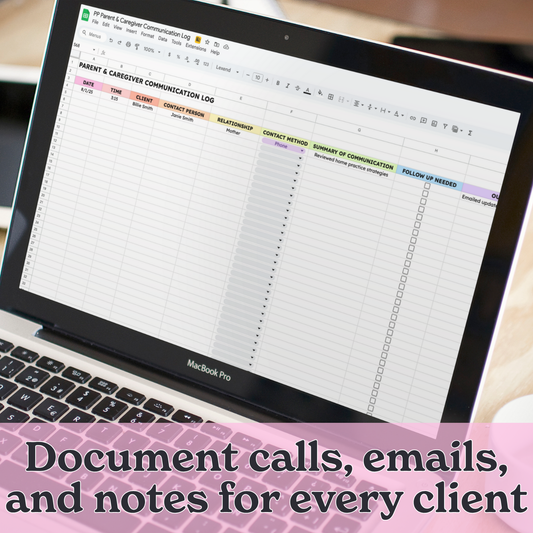 Private Practice Parent/Caregiver Communication Log – Google Sheet