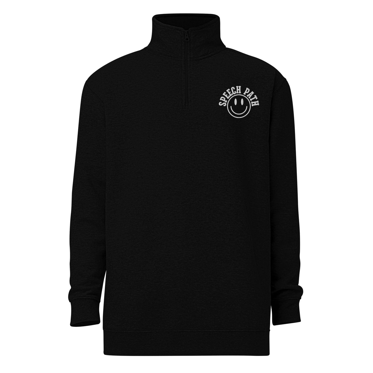 Speech Path Smile Embroidered Quarter Zip Sweatshirt