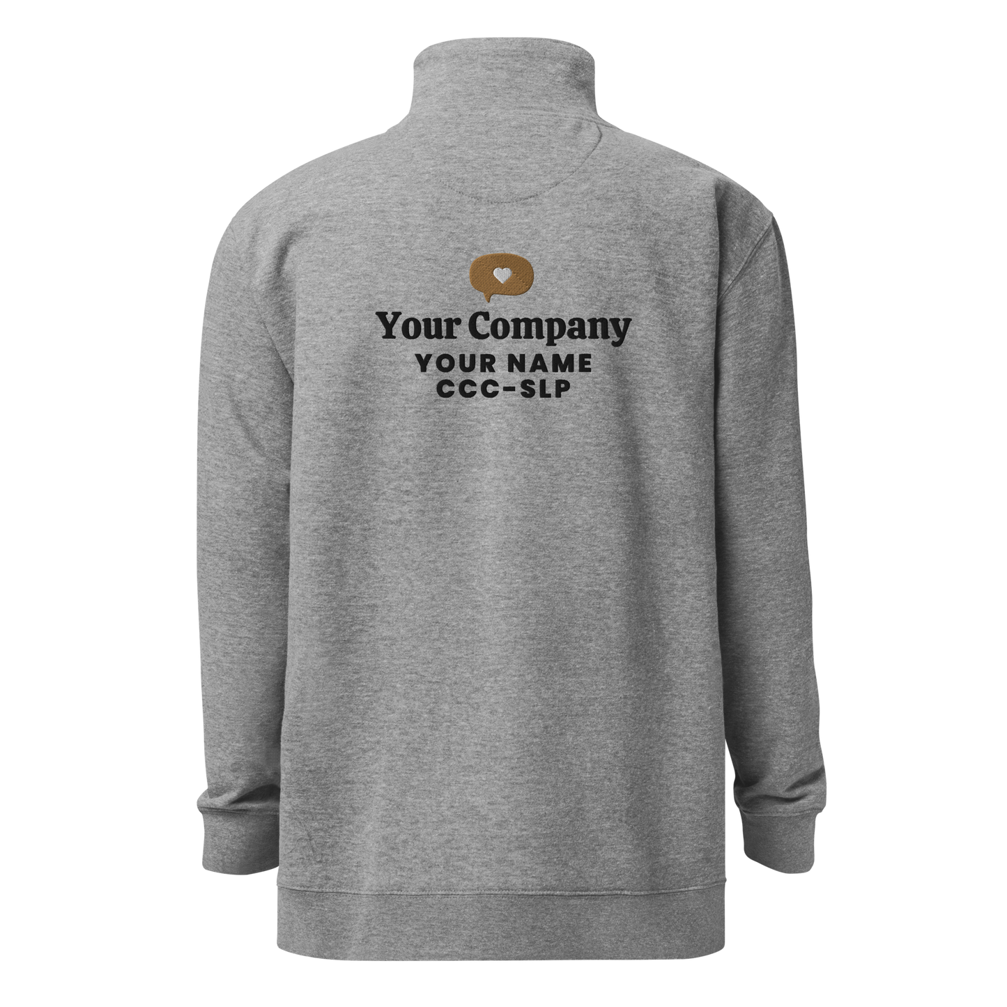 Personalized Speech Company Quarter Zip Sweatshirt | Front and Back Embroidery