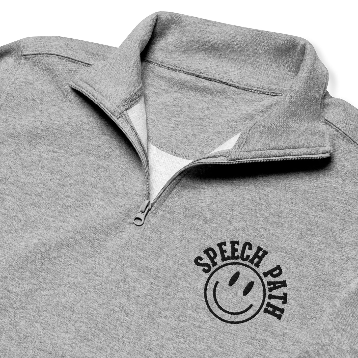 Speech Path Smile Embroidered Quarter Zip Sweatshirt