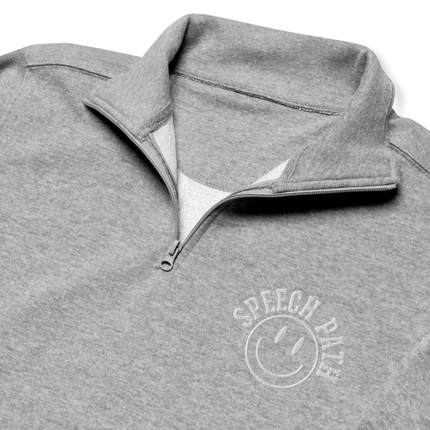 Speech Path Smile Embroidered Quarter Zip Sweatshirt
