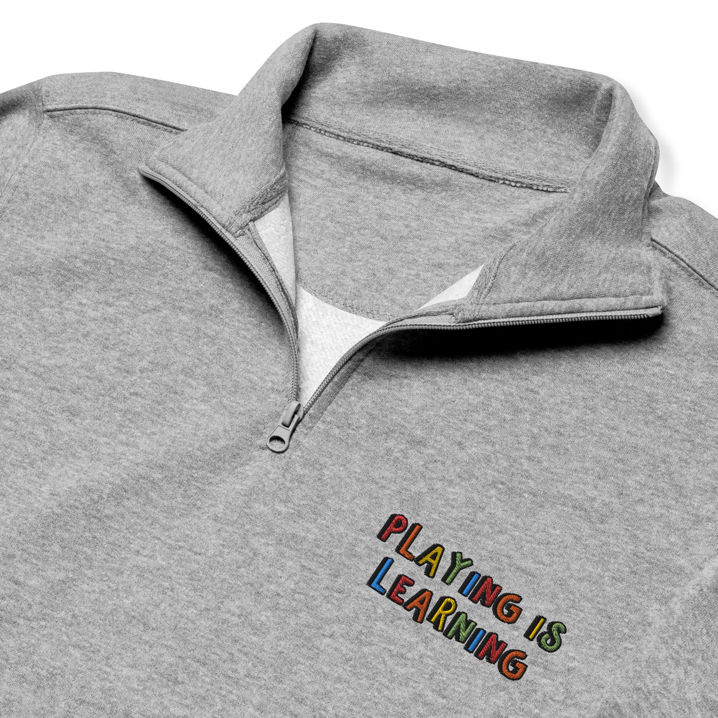 Playing is Learning Embroidered Quarter Zip Sweatshirt