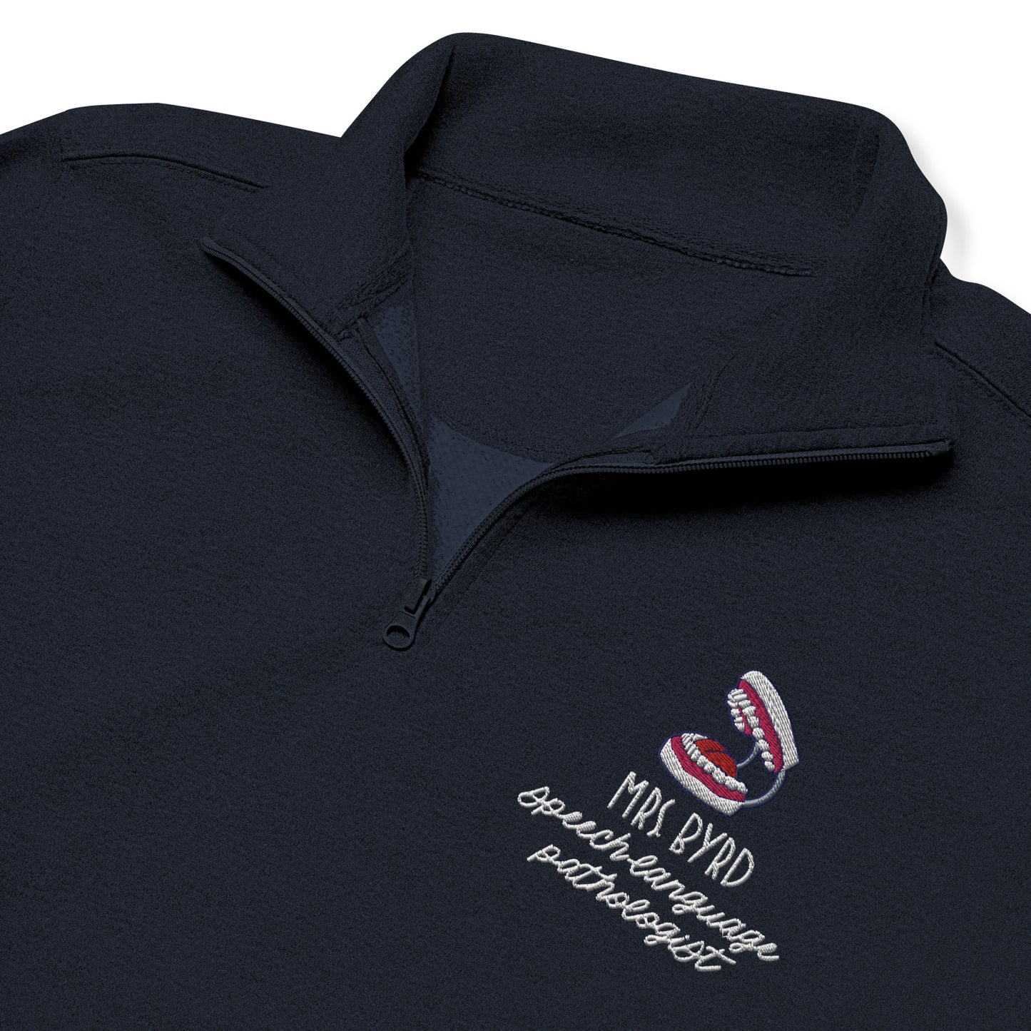 Personalized Embroidered Mouth Model Quarter Zip Sweatshirt