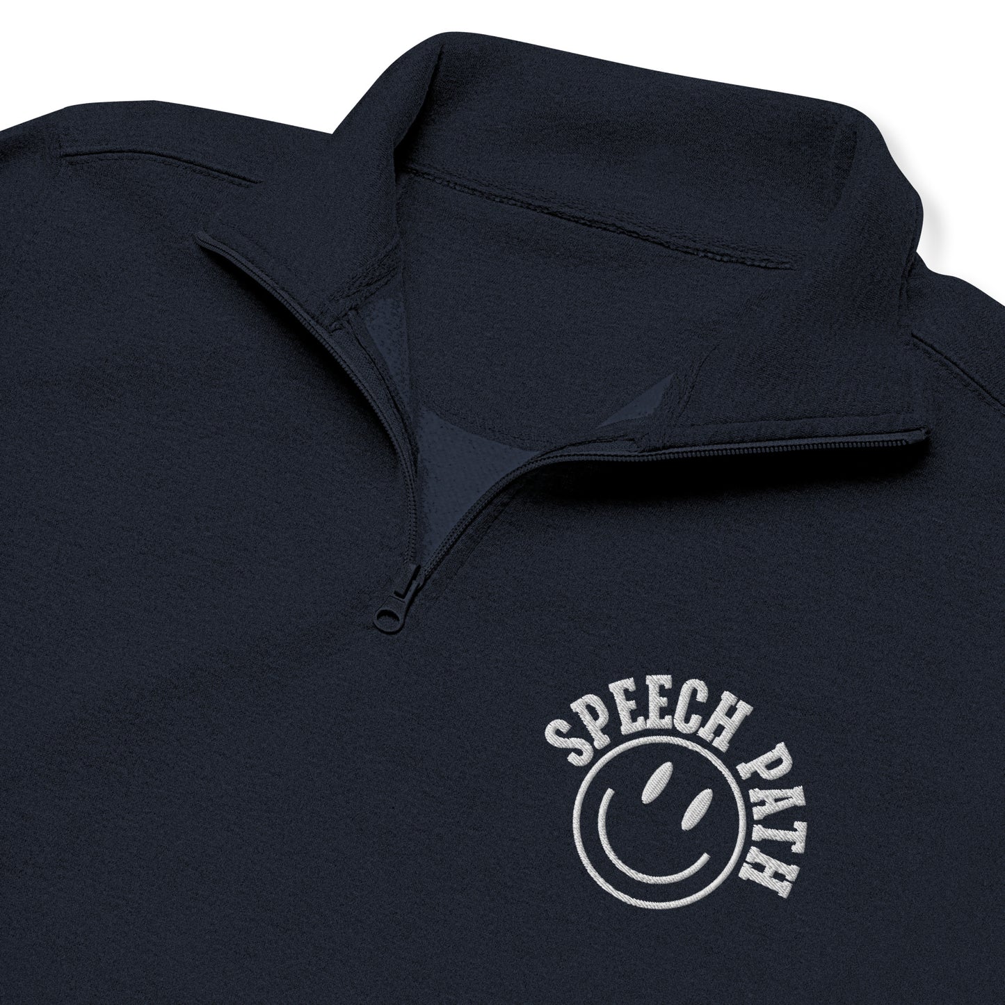 Speech Path Smile Embroidered Quarter Zip Sweatshirt