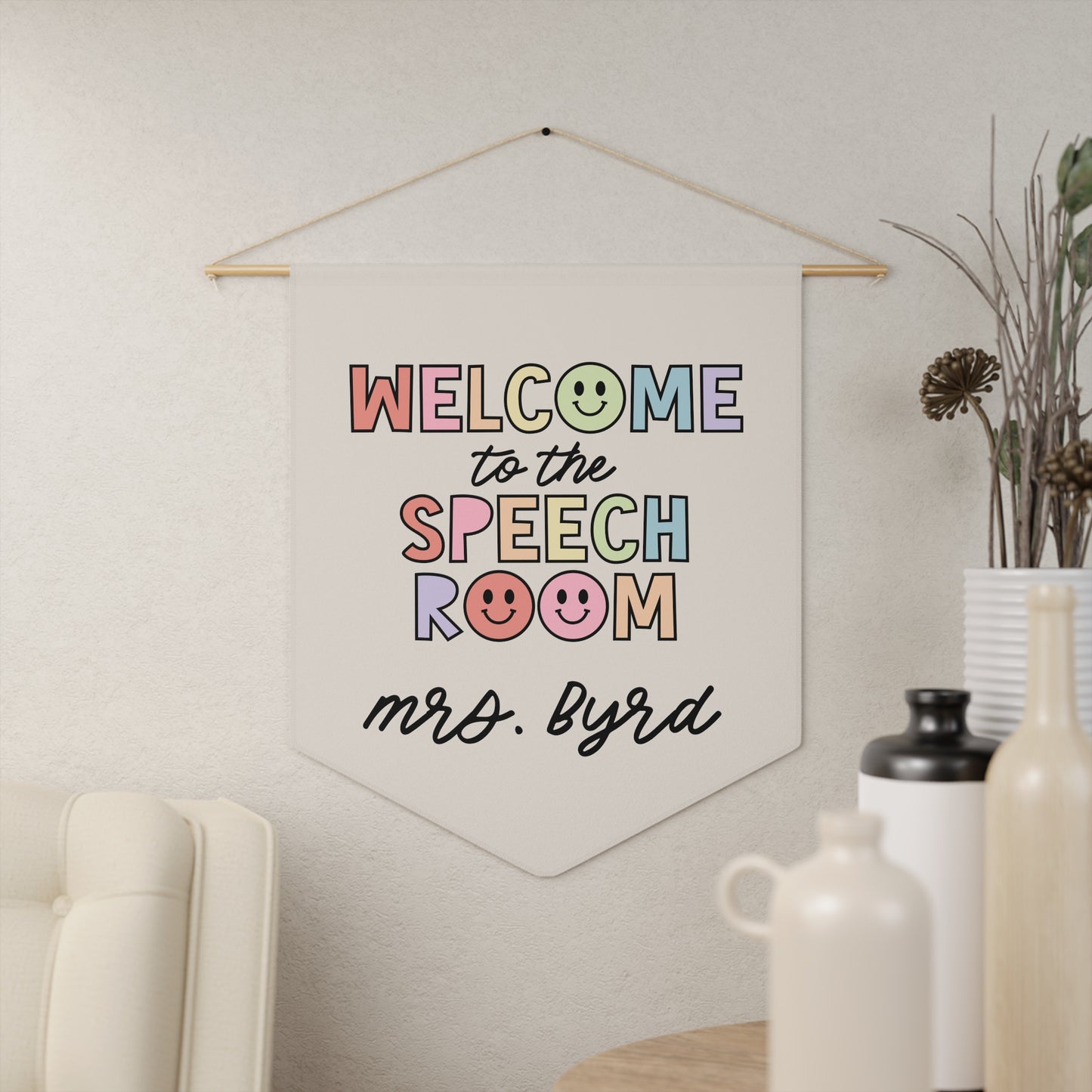 Custom Rainbow Welcome to Speech Pennant