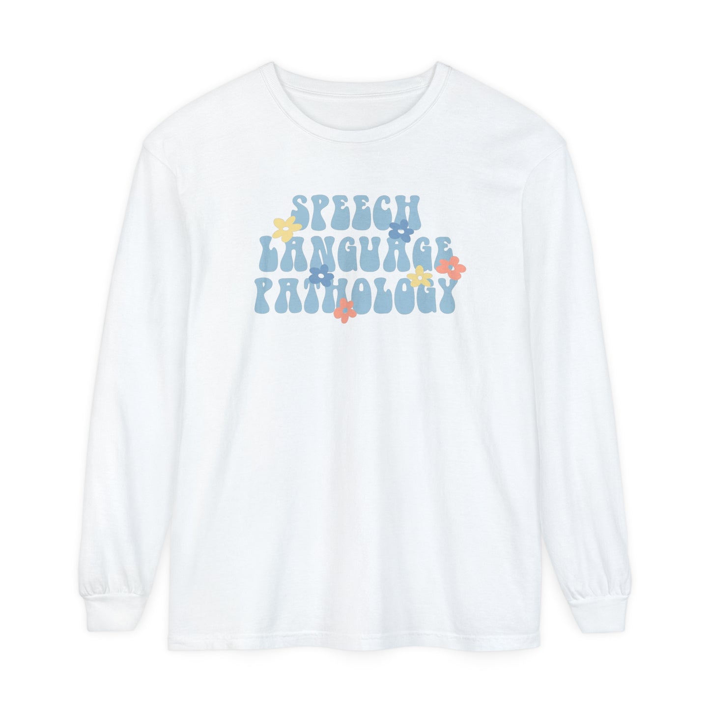 Speech Pathology Retro Flower Long Sleeve Comfort Colors T-shirt
