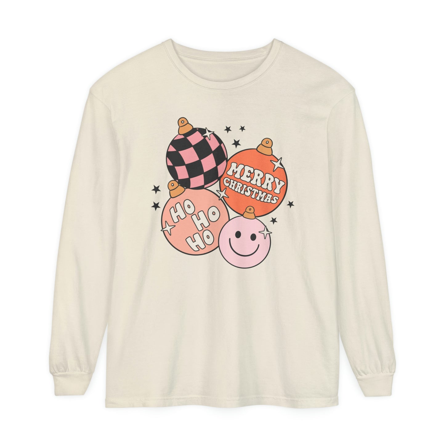 Merry Christmas Ornaments Long Sleeve Comfort Colors T-Shirt