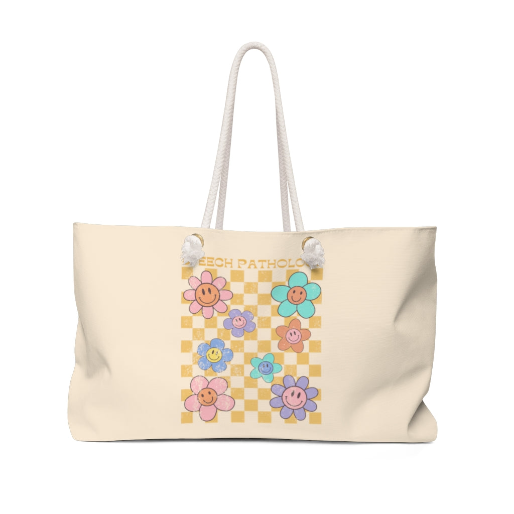 Speech Path Distressed Retro Daisy Oversized Therapy Tote