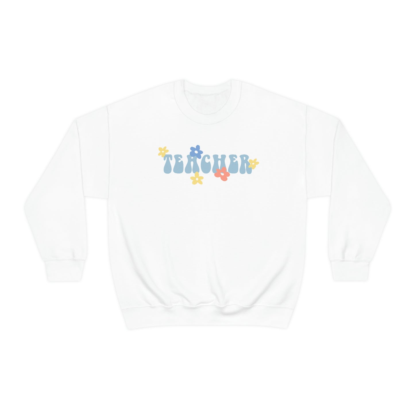 Teacher Retro Flower Crewneck Sweatshirt