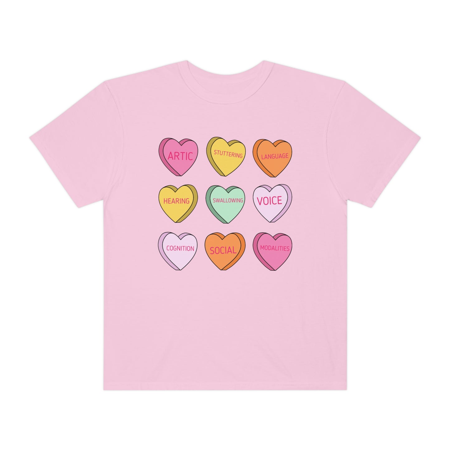 Speech Scope Candy Hearts Comfort Colors T-Shirt
