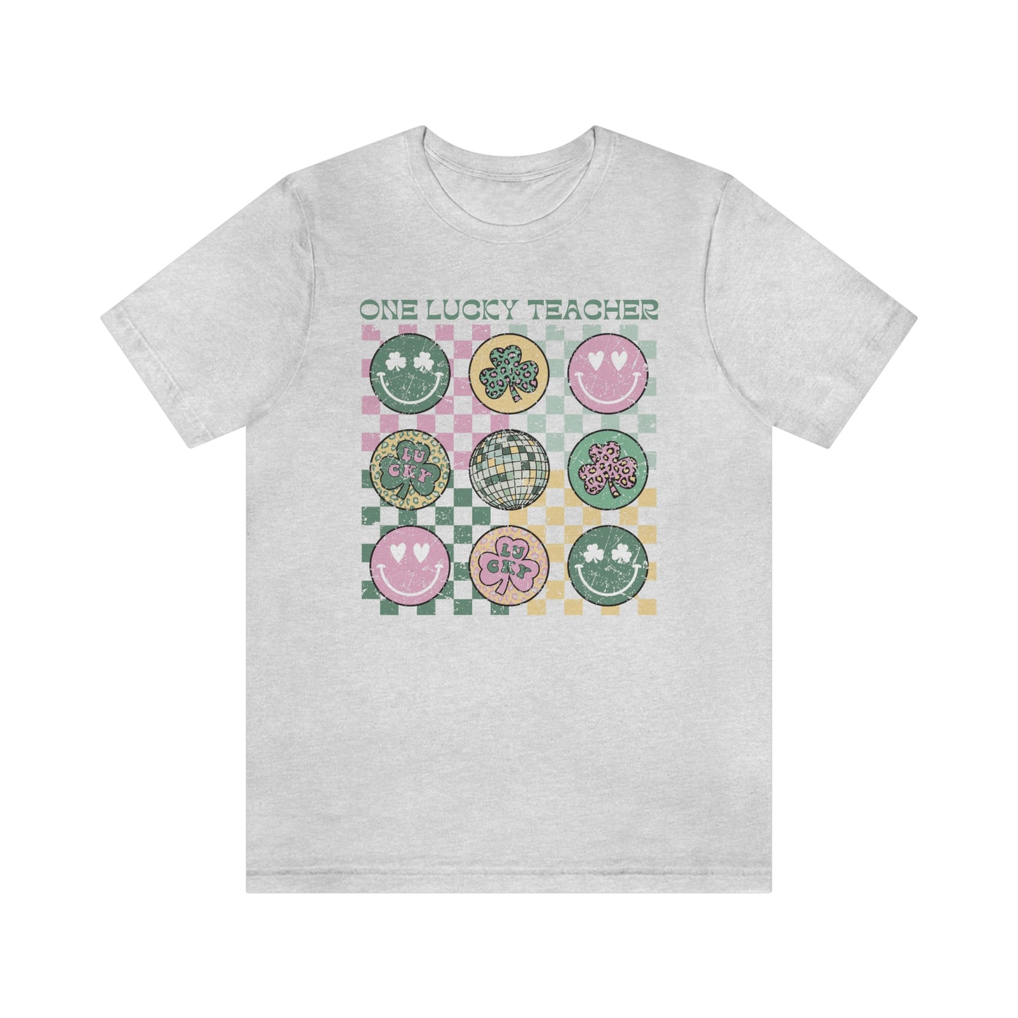One Lucky Teacher Distressed Jersey T-Shirt