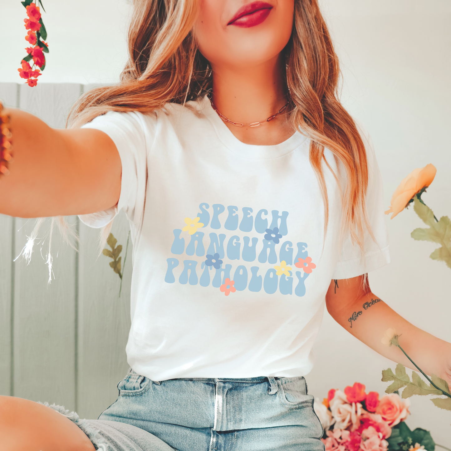 Speech-Language Pathology Retro Flower Jersey T-Shirt
