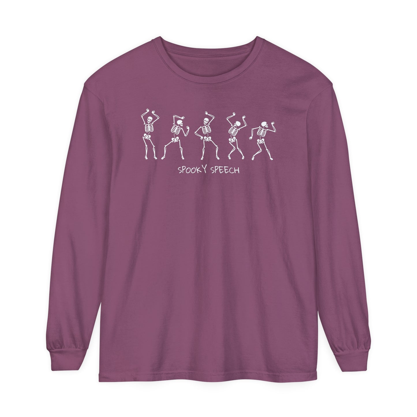 Spooky Speech Skeletons Long Sleeve Comfort Colors T-Shirt