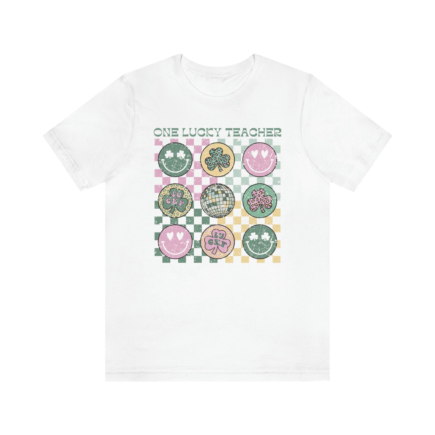 One Lucky Teacher Distressed Jersey T-Shirt