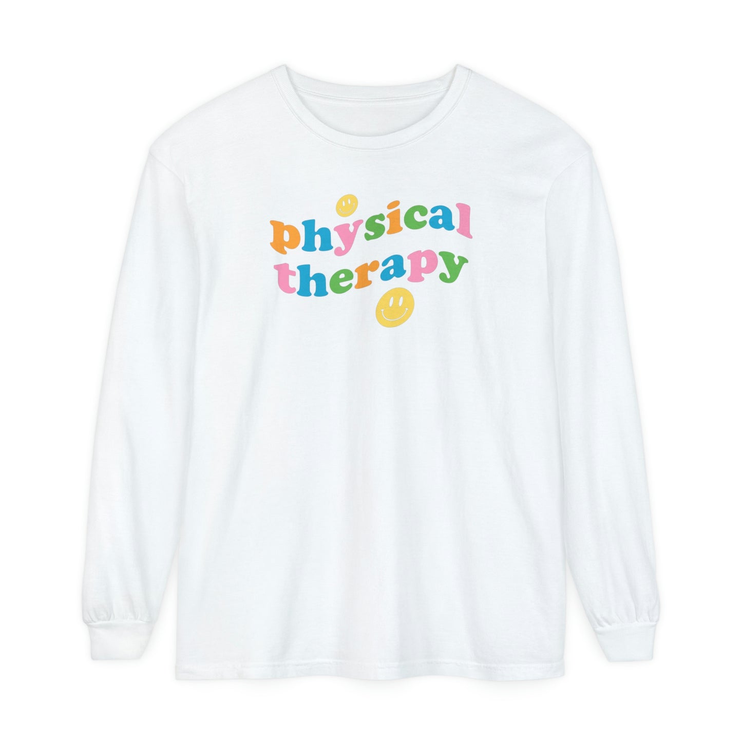 Physical Therapy Wavy Long Sleeve Comfort Colors T-Shirt