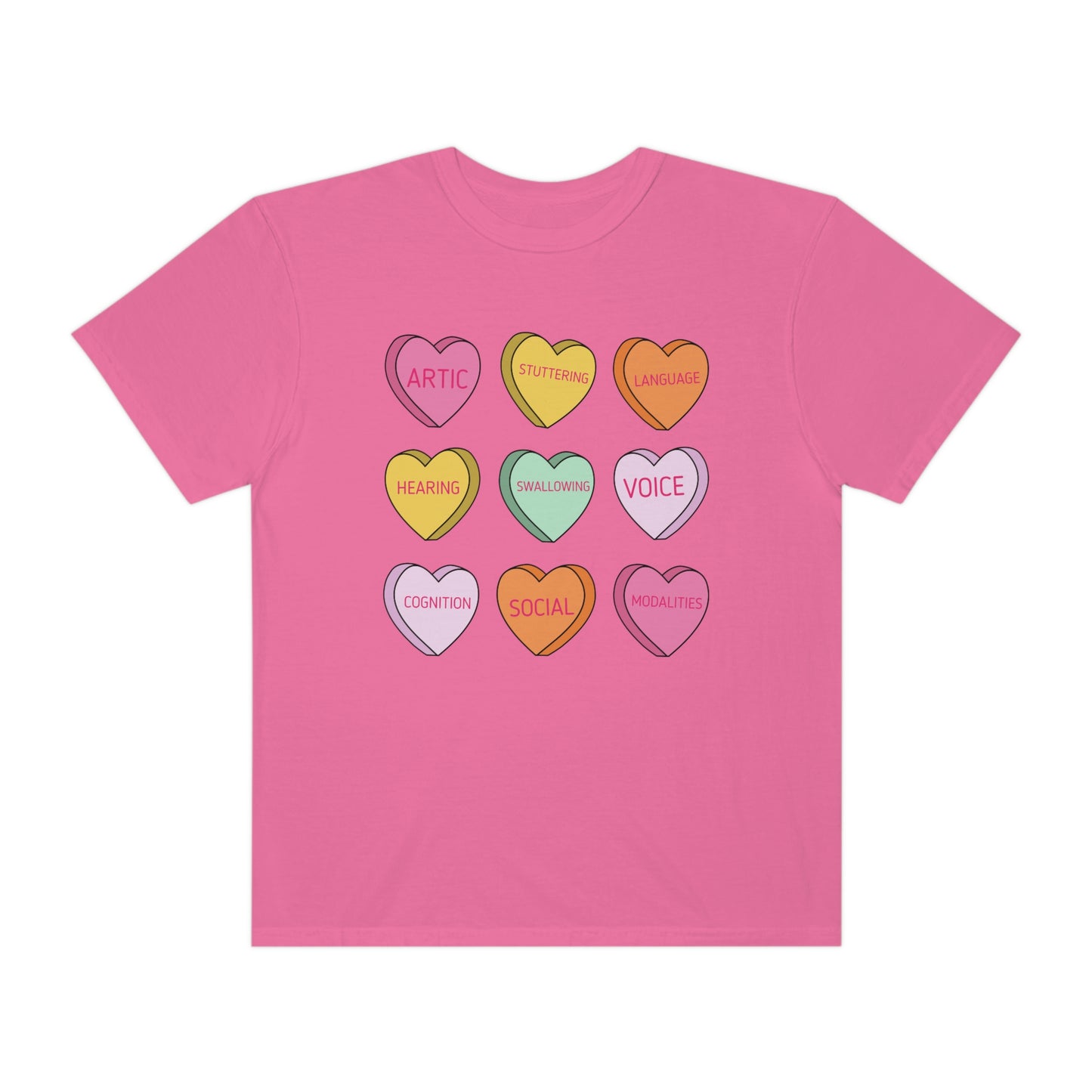 Speech Scope Candy Hearts Comfort Colors T-Shirt
