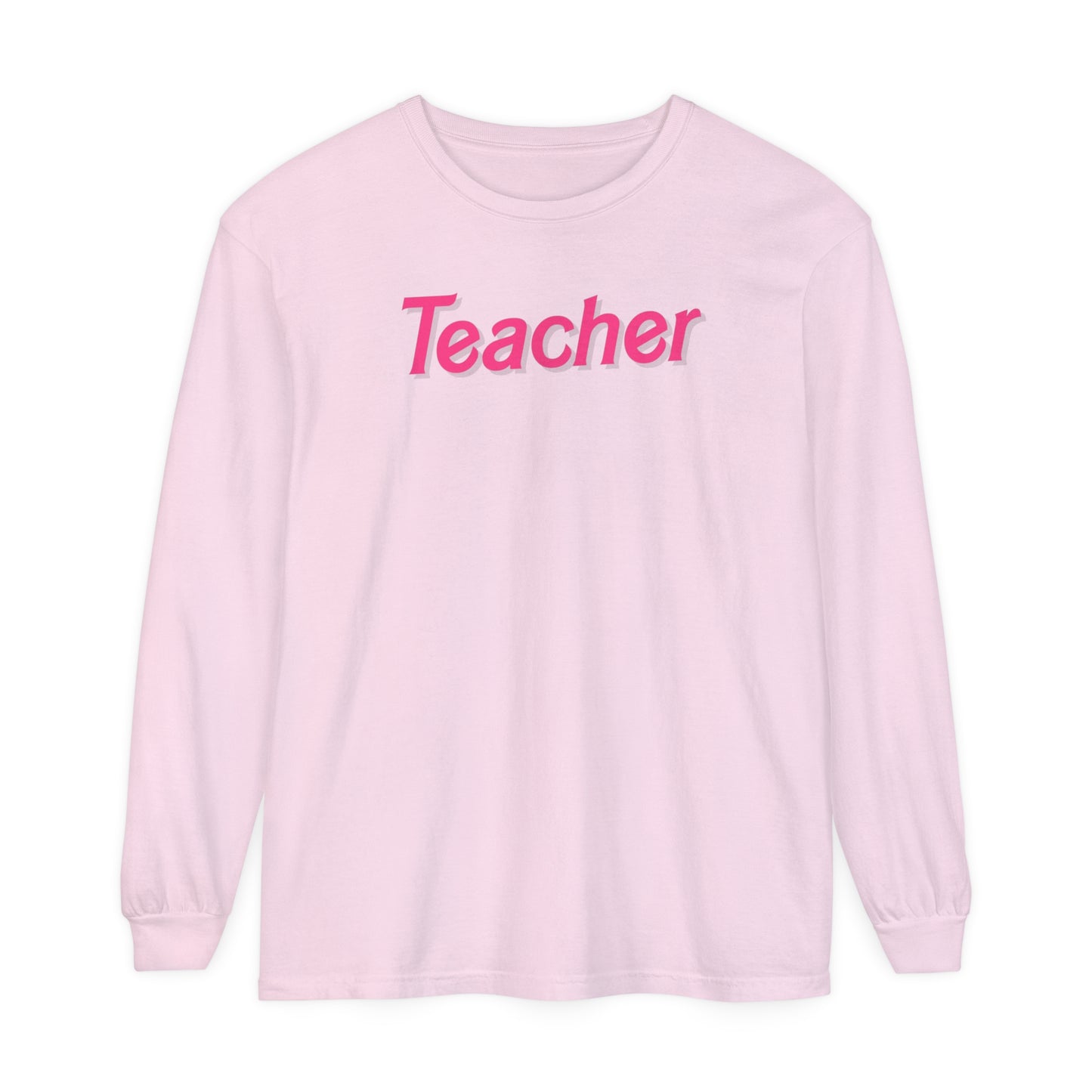 Pink Teacher Long Sleeve Comfort Colors T-Shirt