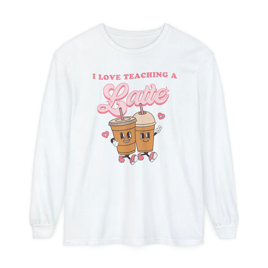 I Love Teaching a Latte Long Sleeve Comfort Colors T-Shirt