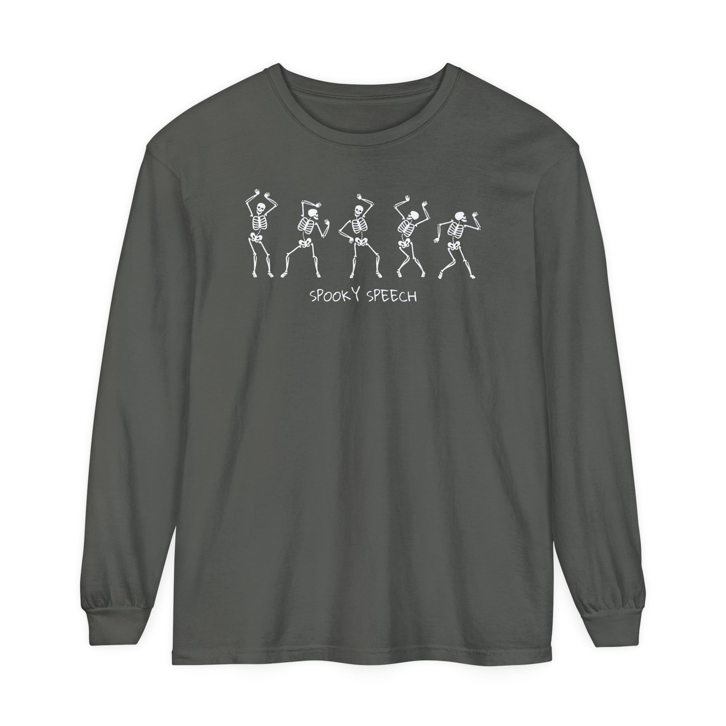 Spooky Speech Skeletons Long Sleeve Comfort Colors T-Shirt
