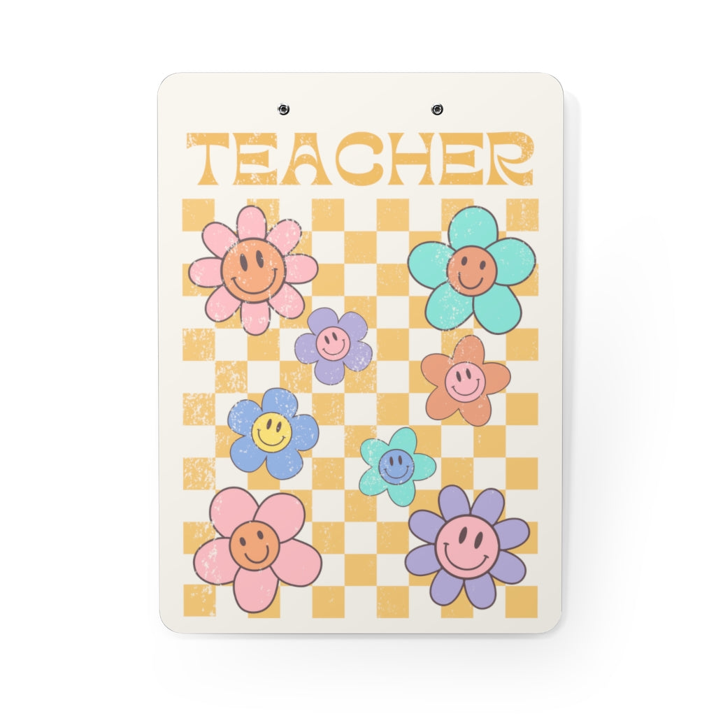 Teacher Distressed Retro Daisy Clipboard