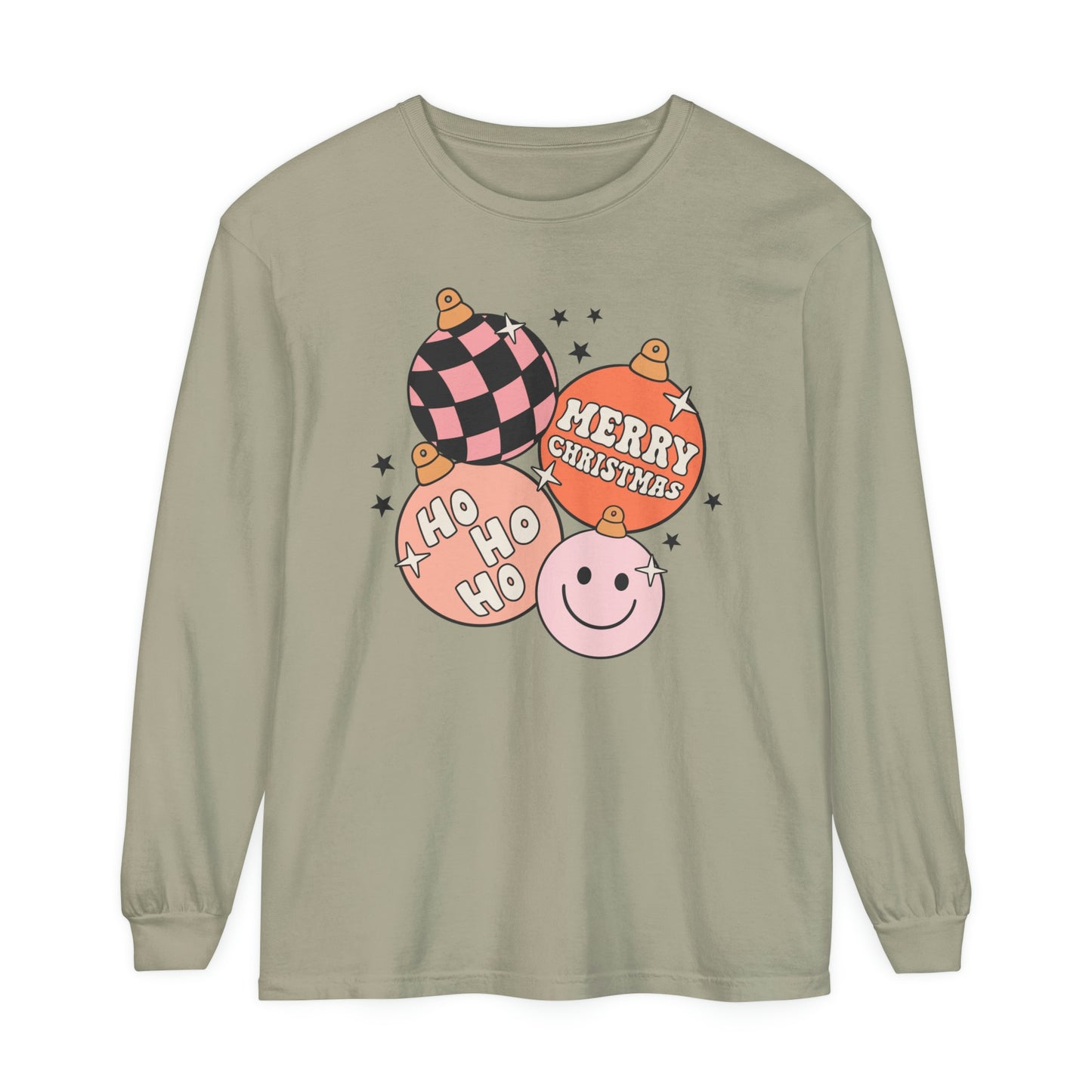 Merry Christmas Ornaments Long Sleeve Comfort Colors T-Shirt
