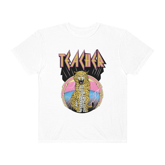 Rock Leopard Teacher Comfort Colors Short Sleeve T-Shirt