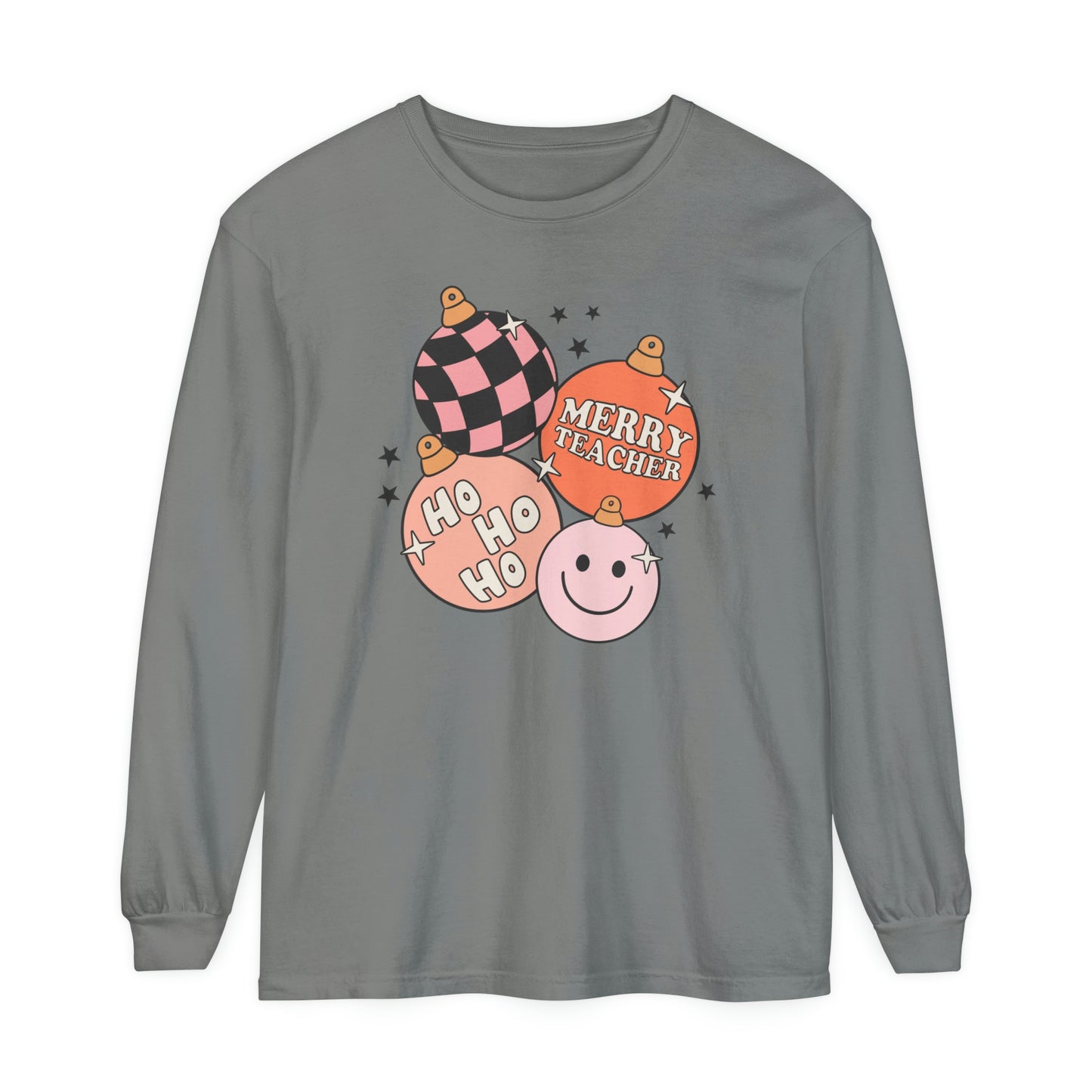 Merry Teacher Ornaments Long Sleeve Comfort Colors T-Shirt