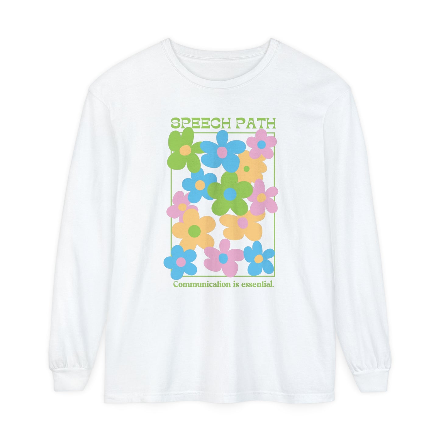 Speech Path Bright Floral Long Sleeve Comfort Colors T-shirt