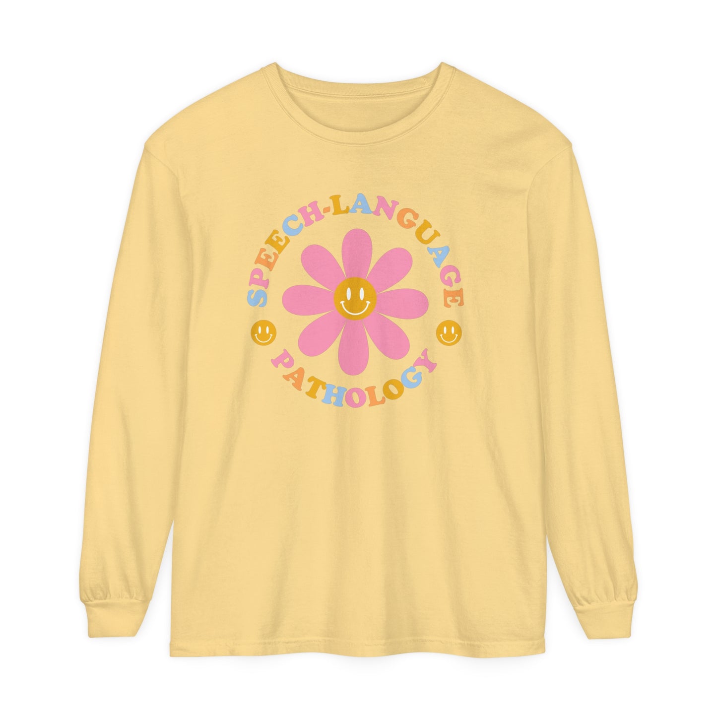 Speech Daisy Multicolored Long Sleeve Comfort Colors T-Shirt