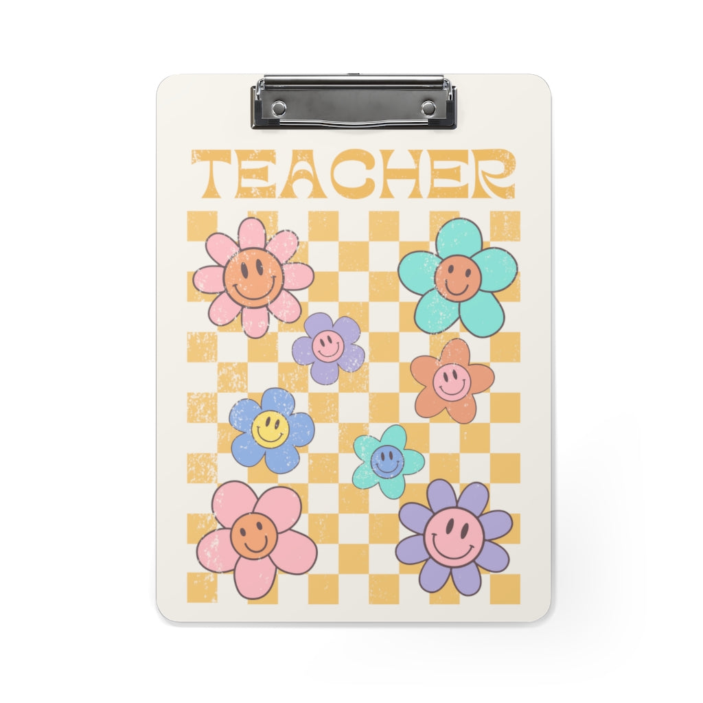 Teacher Distressed Retro Daisy Clipboard