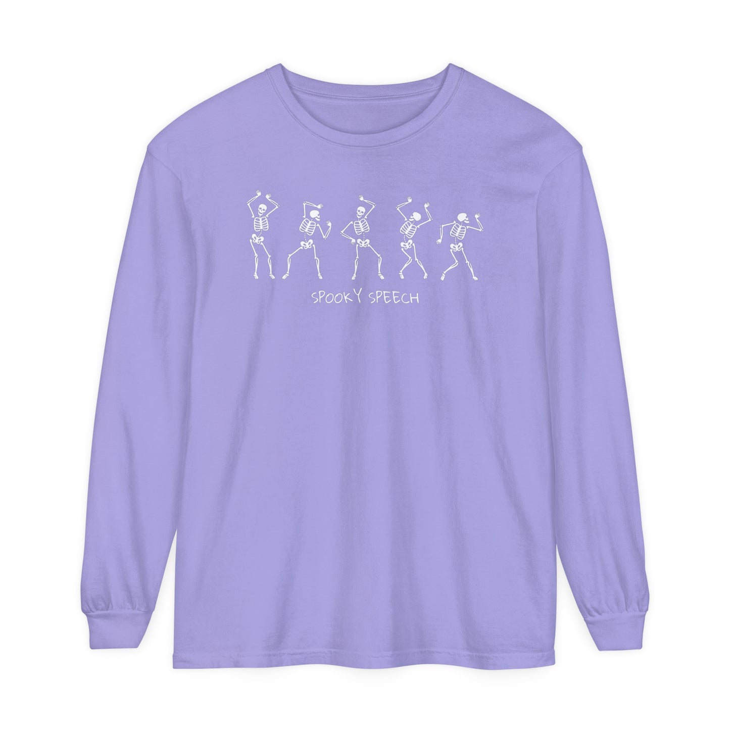 Spooky Speech Skeletons Long Sleeve Comfort Colors T-Shirt