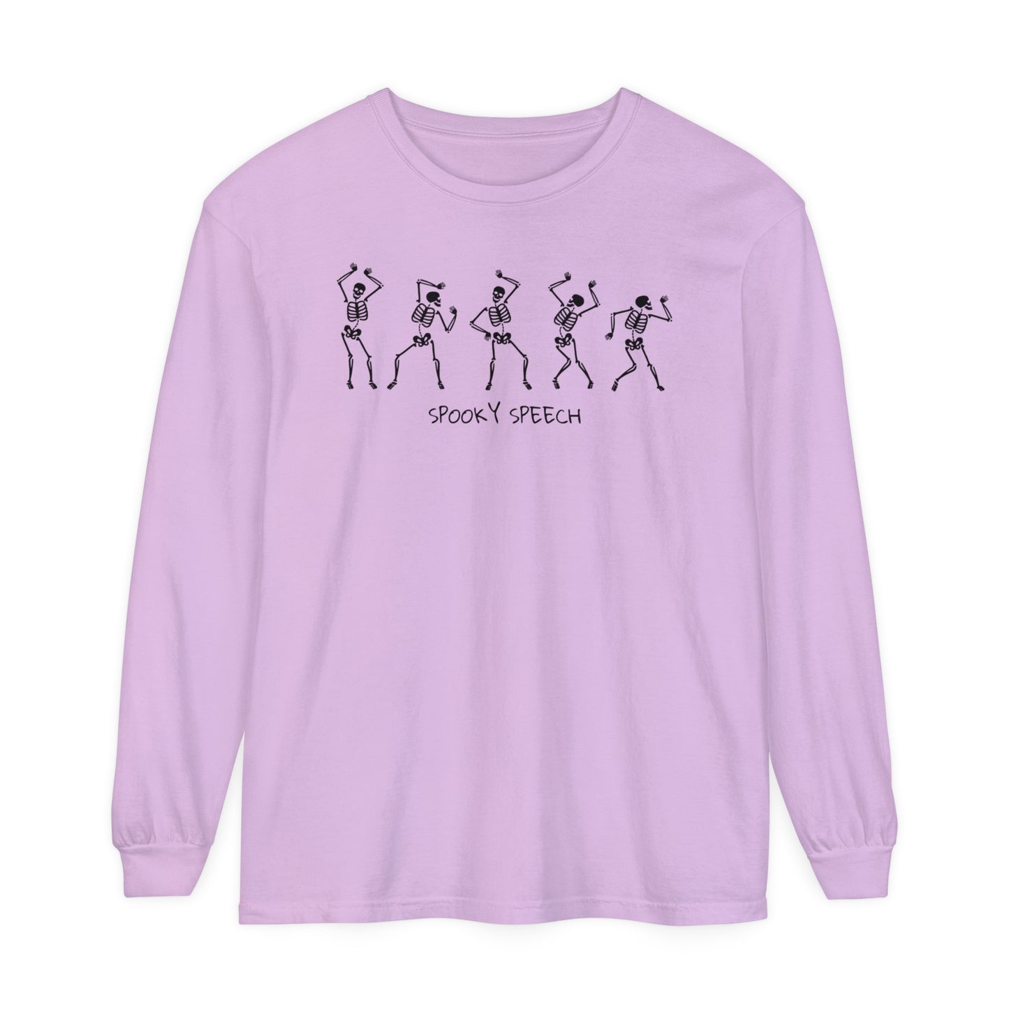 Spooky Speech Skeletons Long Sleeve Comfort Colors T-Shirt