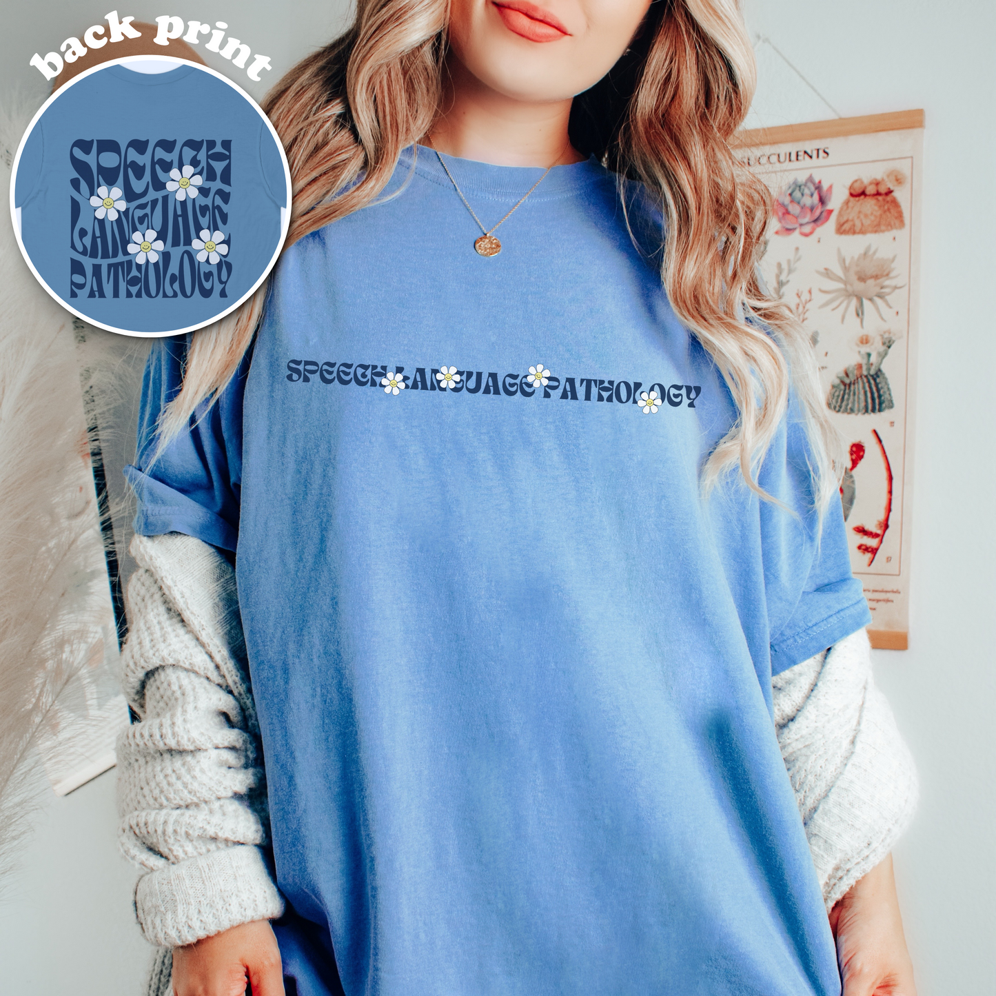 Speech Retro Daisy Comfort Colors T-Shirt | Front and Back Print