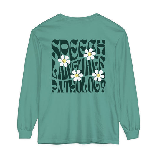 Speech Retro Daisy Long Sleeve Comfort Colors T-shirt