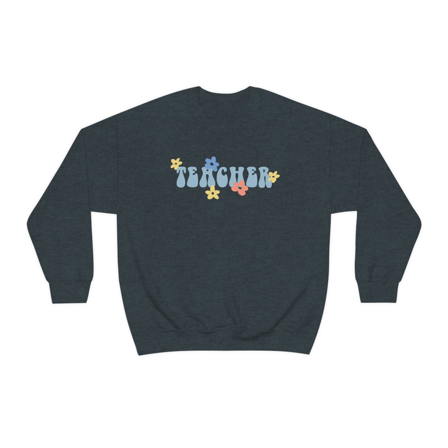 Teacher Retro Flower Crewneck Sweatshirt