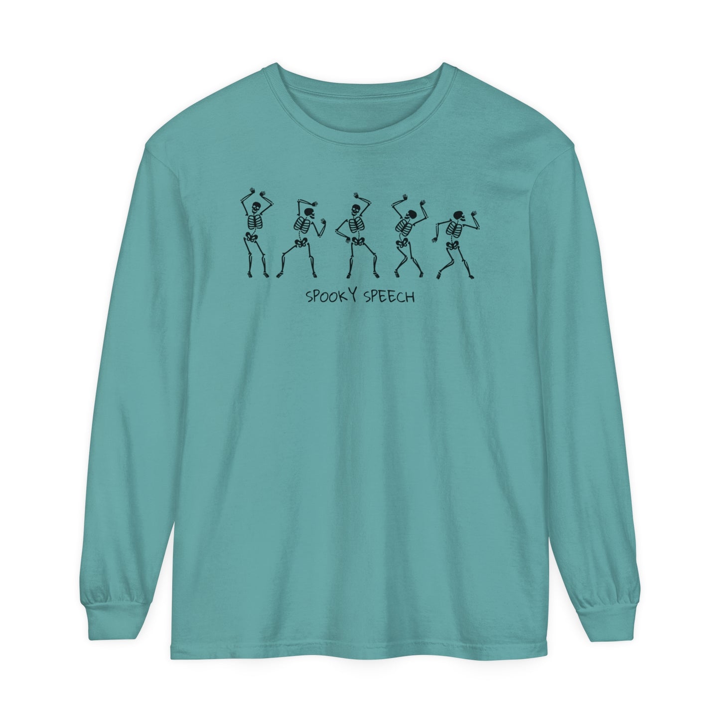 Spooky Speech Skeletons Long Sleeve Comfort Colors T-Shirt