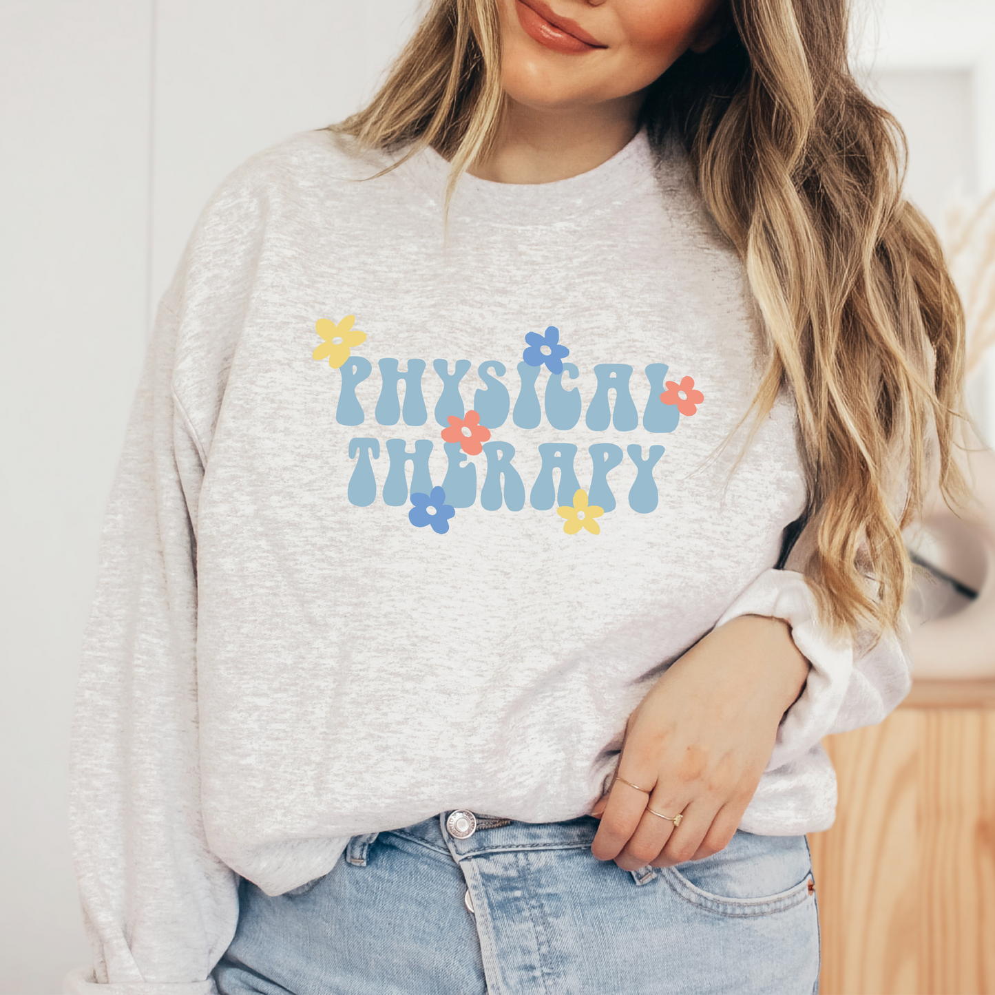 Physical Therapy Retro Flower Crewneck Sweatshirt