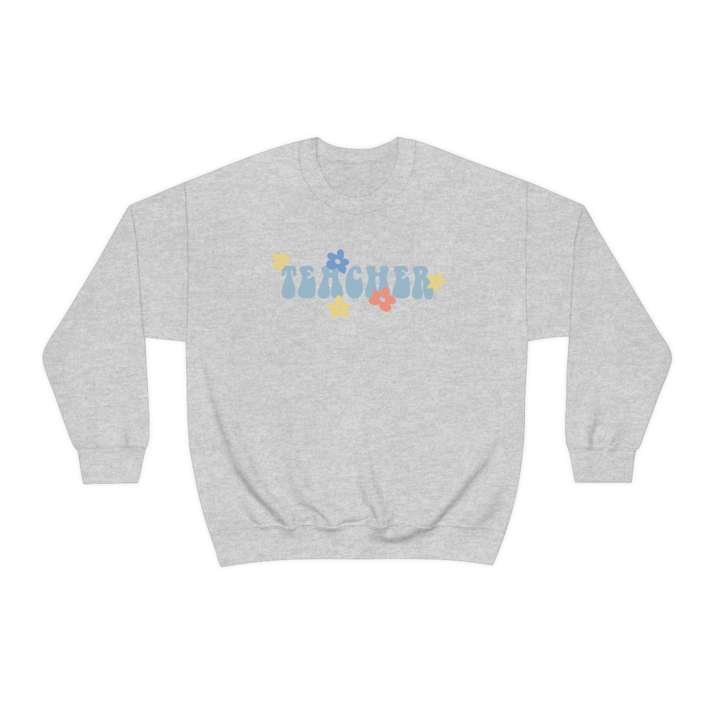 Teacher Retro Flower Crewneck Sweatshirt