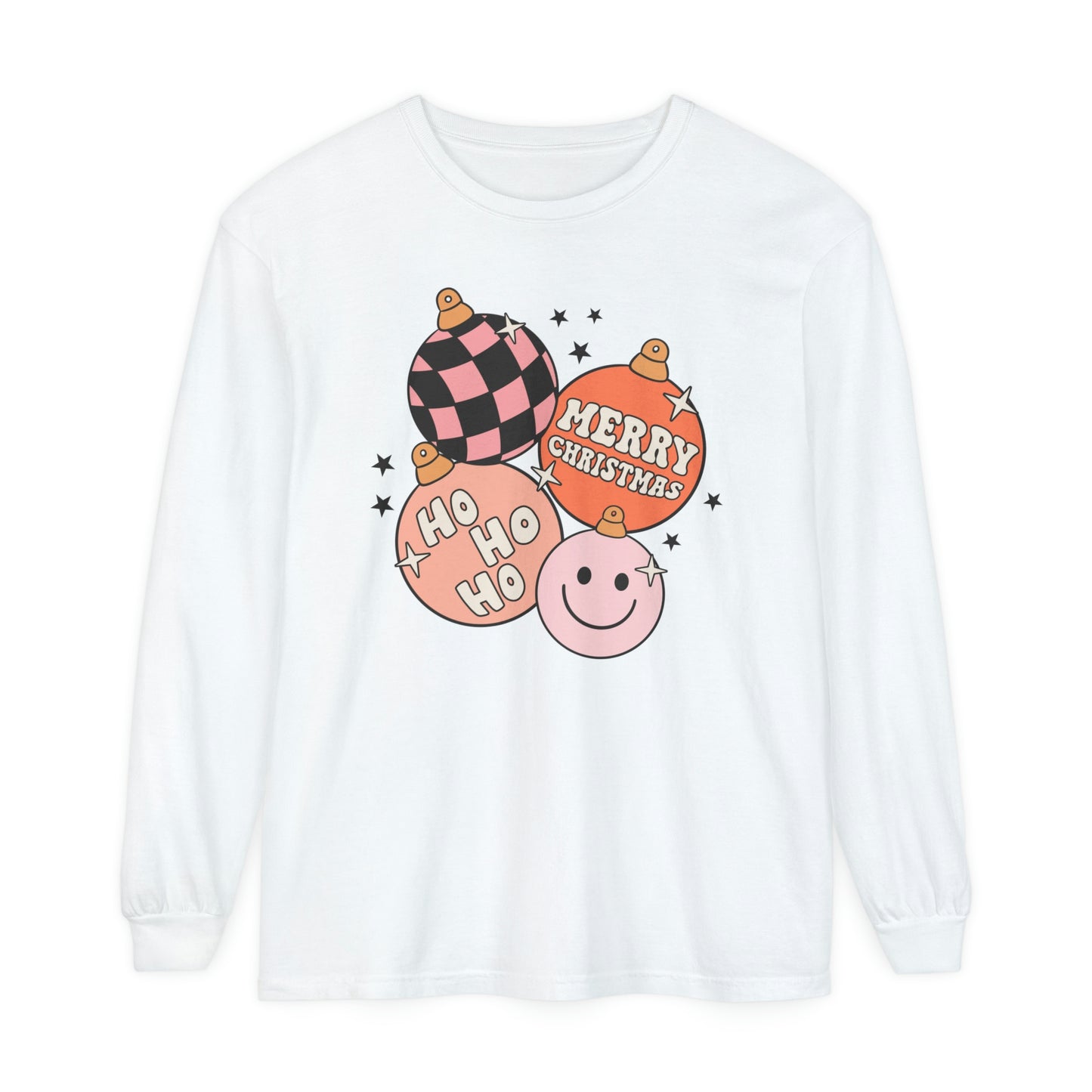 Merry Christmas Ornaments Long Sleeve Comfort Colors T-Shirt