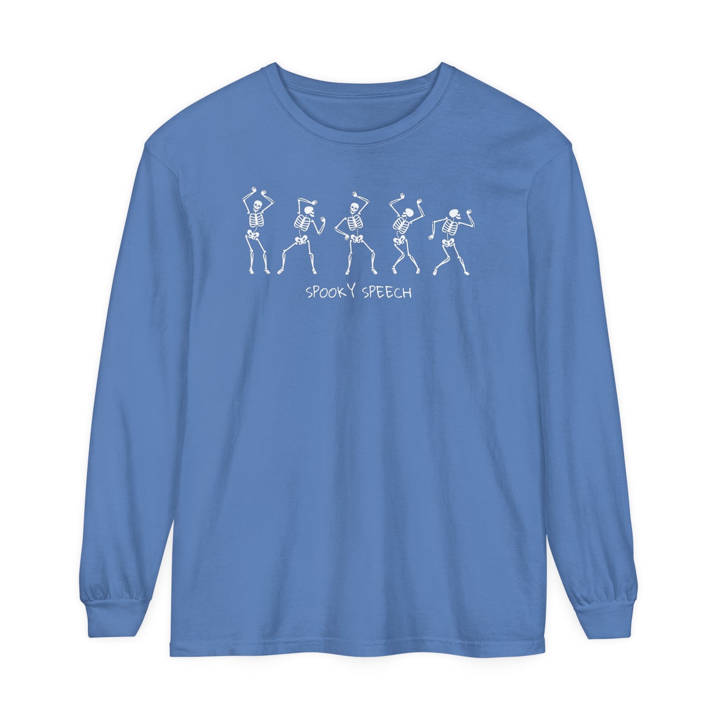Spooky Speech Skeletons Long Sleeve Comfort Colors T-Shirt