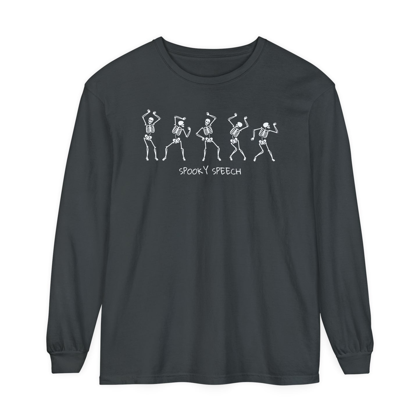 Spooky Speech Skeletons Long Sleeve Comfort Colors T-Shirt