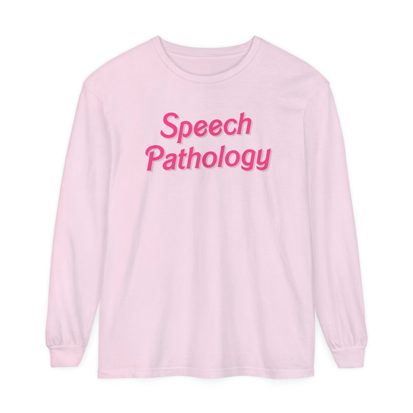 Pink Speech Pathology Long Sleeve Comfort Colors T-Shirt