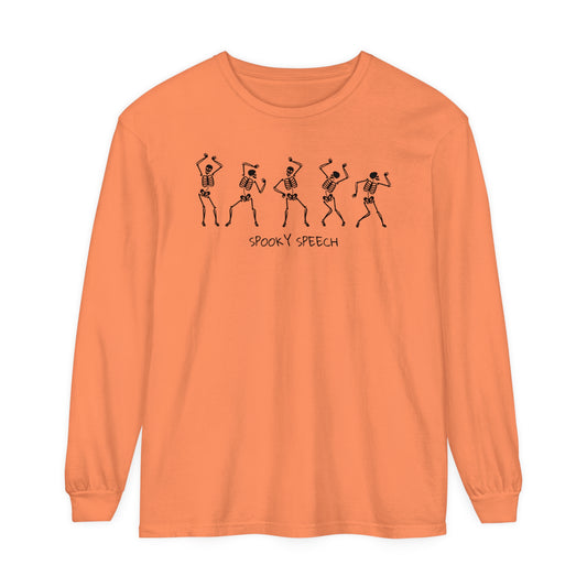 Spooky Speech Skeletons Long Sleeve Comfort Colors T-Shirt