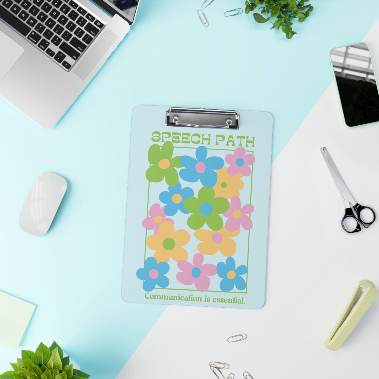 Speech Path Bright Flowers Clipboard