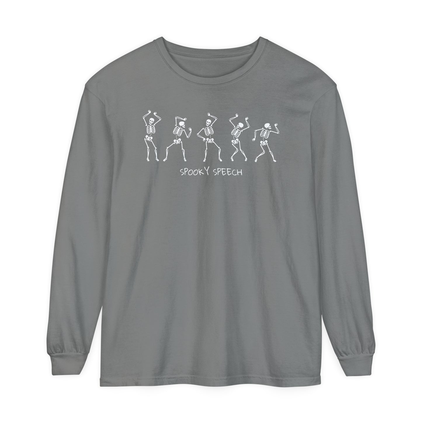Spooky Speech Skeletons Long Sleeve Comfort Colors T-Shirt